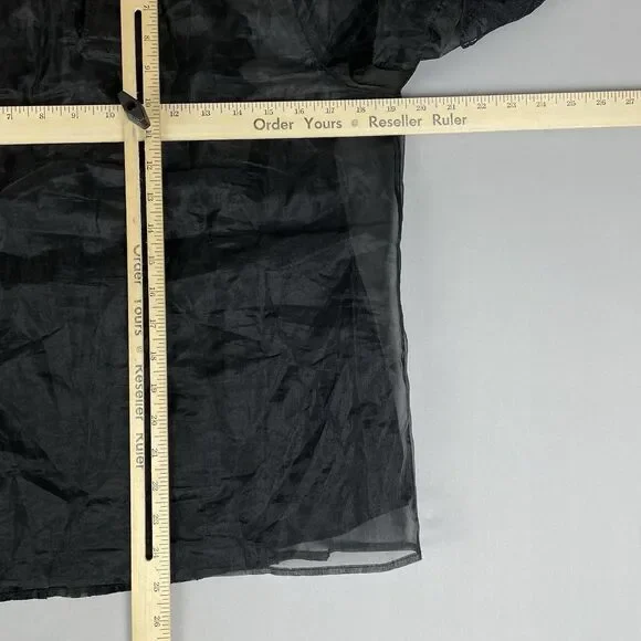 White House Black Market Vtg Style Blouse Women’s 4 Black Sheer Organza Lace